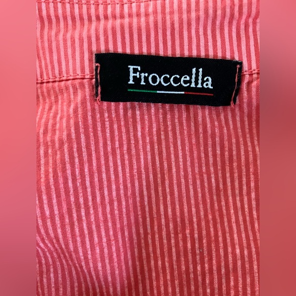 Frocella Coral Cotton Button-Up Dress with Black Print - One Size XL - Picture 6 of 10